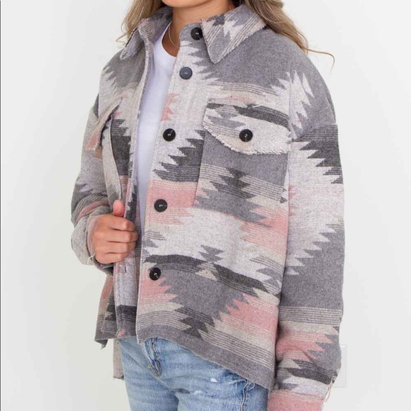 Brand New Aztec Print Shacket, Size Medium - Picture 6 of 12